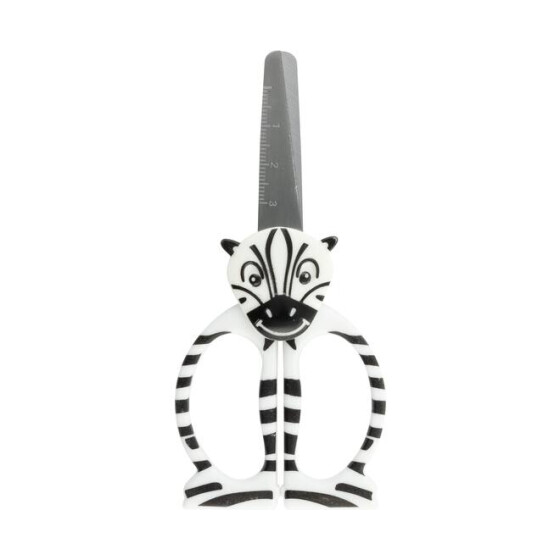 Motiv-Kinderschere 12 cm Zebradesign cm-Skala abgerundete Spitze