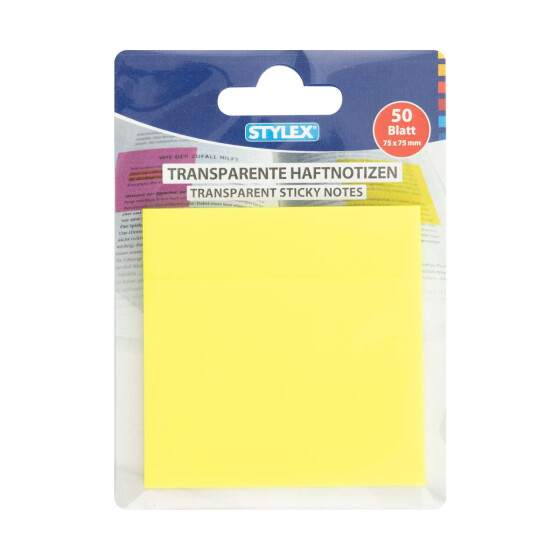 Transparente Haftnotizen gelb 75 x 75 mm beschriftbar 50 Blatt