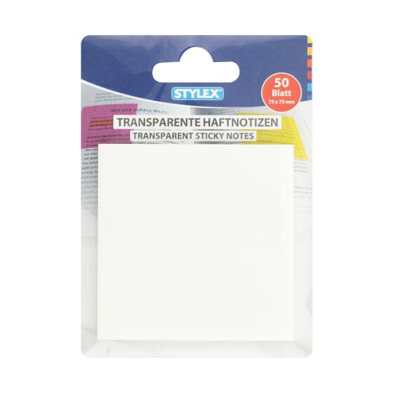 Transparente Haftnotizen weiß 75 x 75 mm beschriftbar 50 Blatt