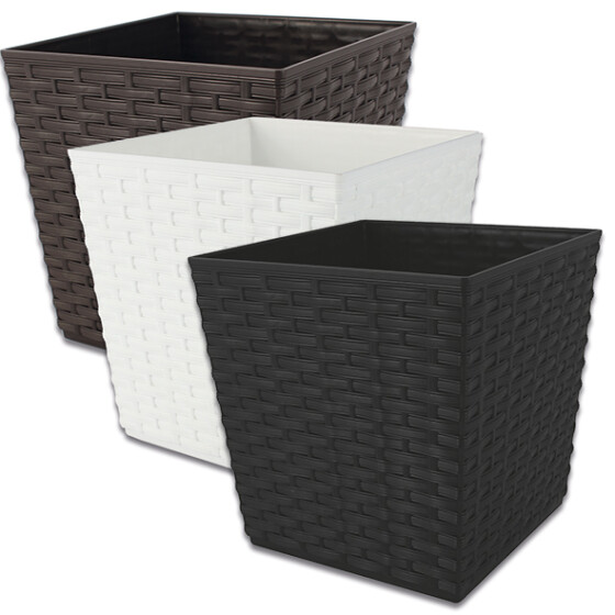 Kunststoff Pflanzkübel BALI 17 x 16,5 x 16,5 cm SCHWARZ eckig Flechtoptik