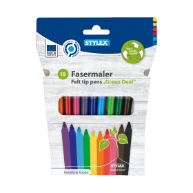 Stylex 64105 Fasermalstifte, 10 Stück, recycelt
