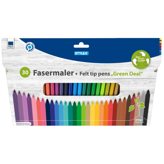 Stylex 64305 Fasermalstifte, 30 Stück, recycelt
