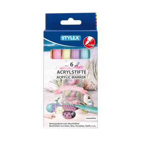 Acrylstifte Pastellfarben Stein Glas Porzellan Stoff 6 Stifte Künstler Bastelbedarf Stifte Stylex 32818