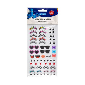 Bastel Wackelaugen Set Wimpern Brille selbstklebend 61...