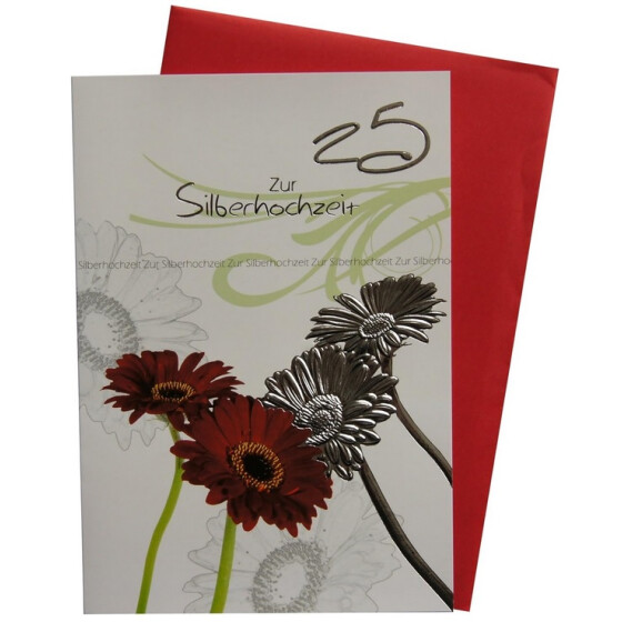 Glückwunschkarte zur Silberhochzeit mit Umschlag  - 25 Zur Silberhochzeit