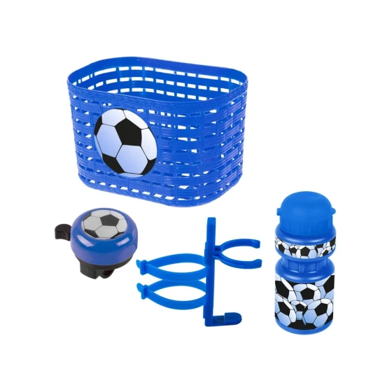 Ventura Kunststoff Kinder Korb Set Fussball blau inkl. Klingel Trinkflasche 300 ml