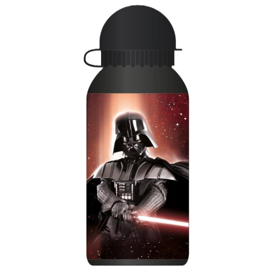 Kinder Trinkflasche Star Wars ALU schwarz 400 ml Kunststoffkappe + Spender