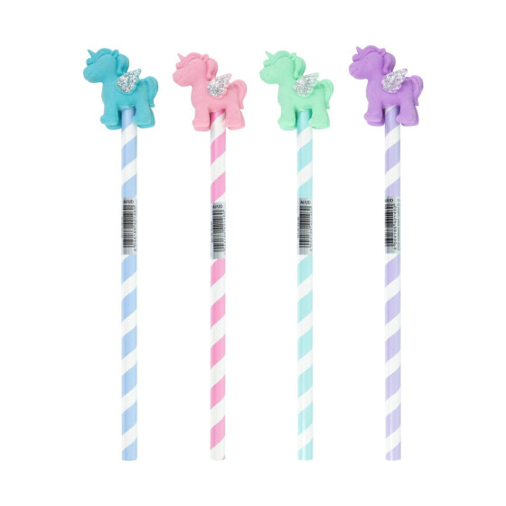 Bleistift mit Radiergummi Einhorn LILA Schaftbedruckung 1 Stück