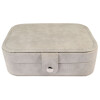 Schmuck Aufbewahrungsbox Reise Schmuckbox Spiegel grau Kunstleder 11,5 x 16 x 5 cm