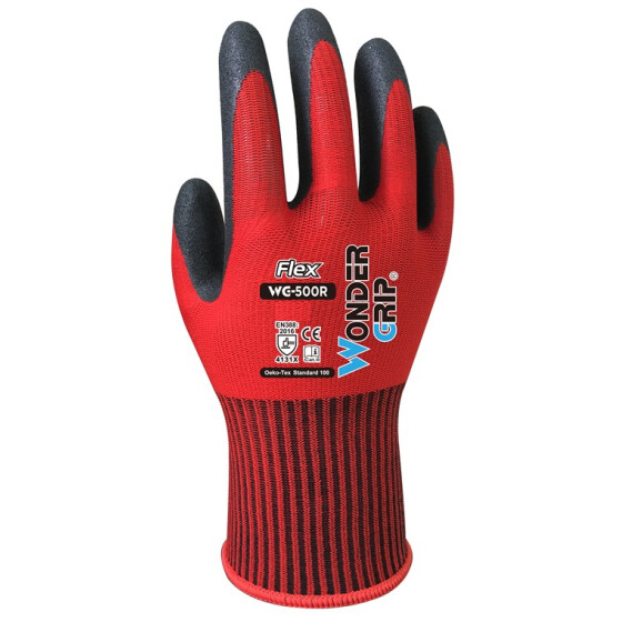 Arbeitsschutzhandschuhe rot schwarz 7/S Nitrilbeschichtung 13 Gauge-Nylonfutter