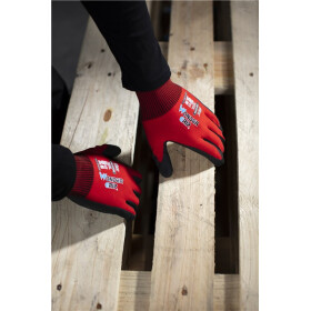 Arbeitsschutzhandschuhe rot schwarz 7/S Nitrilbeschichtung 13 Gauge-Nylonfutter