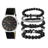 Herrenarmbanduhr fünf Armbändern Geschenkset schwarz/silberfarben Excellanc