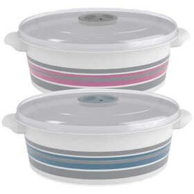 Centi Kunststoff Mikrowellendose weiß mit Streifen...