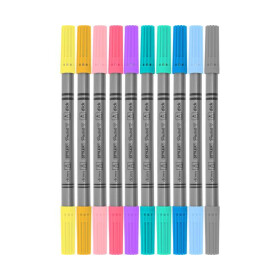 Zweispitz-Fasermalstifte 10er-Etui 10 Pastellfarben 2  und 3 mm