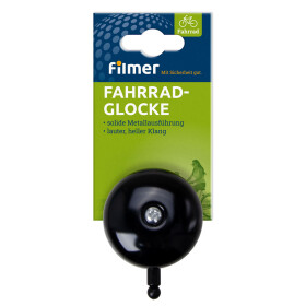 Fahrradglocke Klingel schwarz 50mm Metall heller Klang Filmer 40997
