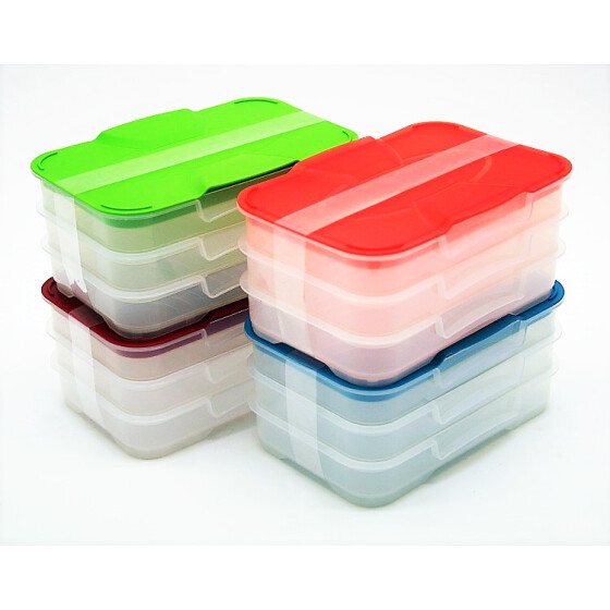 Kühlschrank Stapelbox ORANGE 3er flach Wurst Käse Haushalt Gastro Schulz 441400