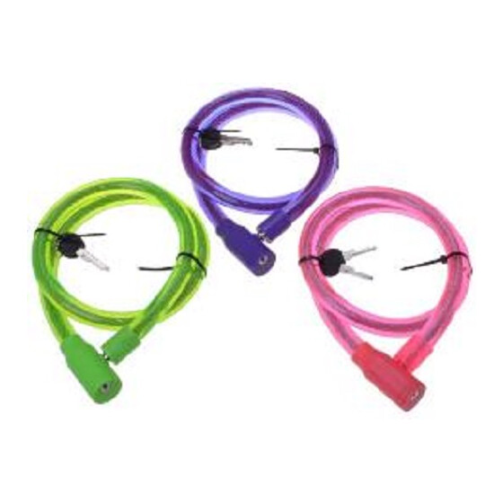Fahrrad Spiralkabelschloss Stahlseil PVC ABS GRÜN Länge 100 cm Breite18 mm 2 Schlüssel Filmer 43025