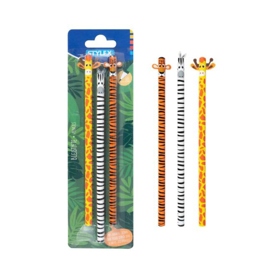 Bleistifte 3er Pack HB Dschungeltier Motive Giraffe Zebra Tiger
