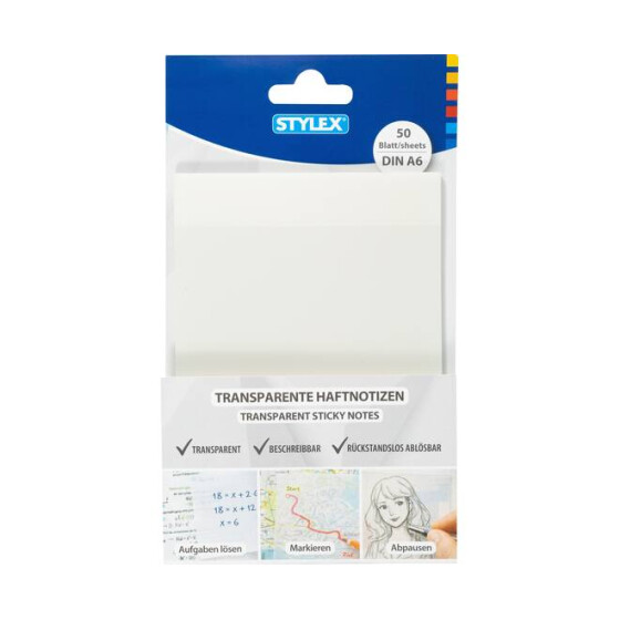 Transparente Haftnotizen 50 Blatt DÍN A6 Kunststoff beschreibbar zum markieren